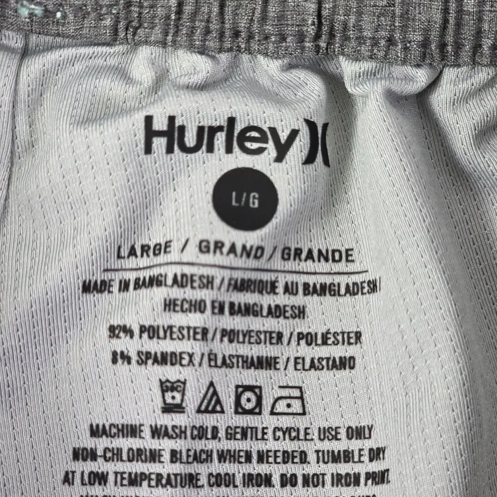 Y2K Hurley Men's Large Aqua-Blue-Gray Colorblock Stretch Board Shorts